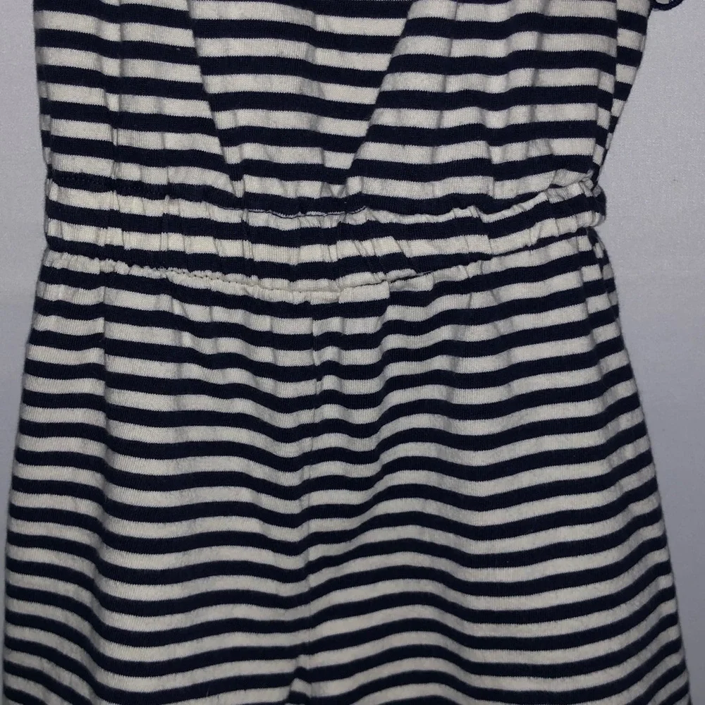Hanna Andersson Navy Blue & Cream Nautical Striped Romper